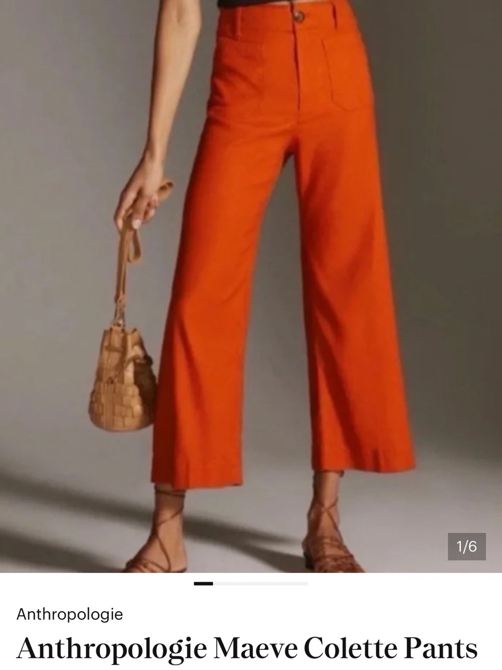 Anthropologie Wide-Leg High-Rise Pants in Bright Orange